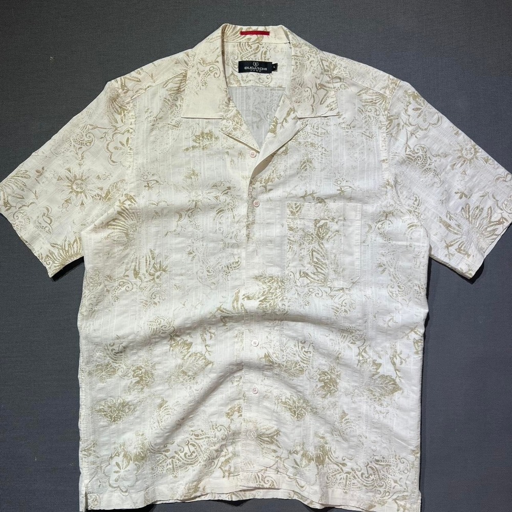 Bugatchi Uomo Men's Short Sleeve Button Down Shirt Size L